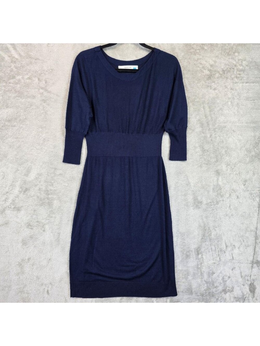 Sparrow Sweater Dress Womens L Blue Scoop Neck Dolman Half Sleeve Wool Knit